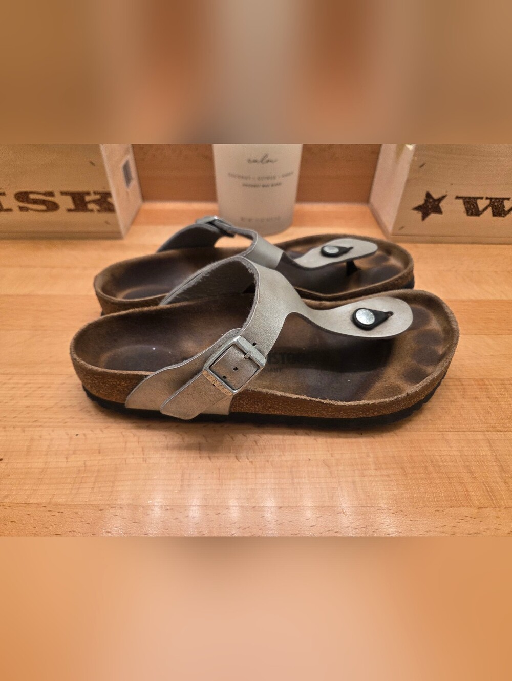 Birkenstock Gizeh Sandals  Metallic Silver Birko-Flor Women's Size 39